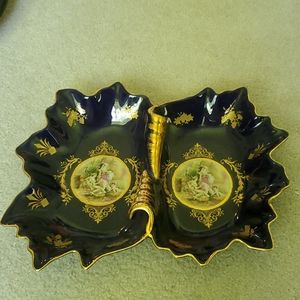 Beautiful blue and gold serving dish